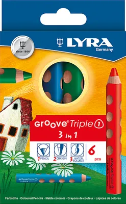 Produktbild von Lyra Farbstifte Groove Triple 1 6er Kartonetui, Mehrfarbig, 6 Stück(e)