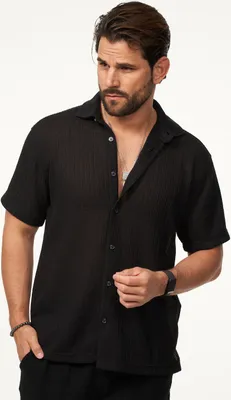Produktbild von CARISMA Herren Kurzarmhemd im Vintage Summer-Look als Strickhemd Herren Kurzarm Strick Polo-Hemd T-Shirt im lockeren Retro-Stil