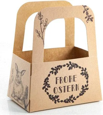 Produktbild von Logbuch-Verlag 3 kleine Osternest Verpackungen zum Befüllen - Osterkörbchen aus Krafpapier schwarz braun bedruckt - Frohe Ostern Geschenkidee6 Stück