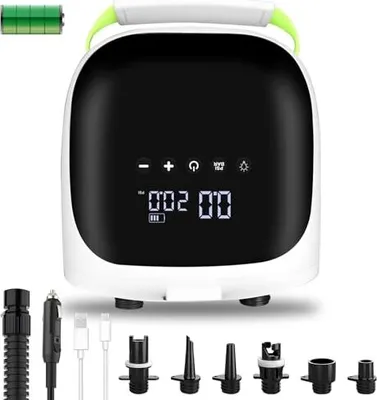 Produktbild von Elektrische Sup-Pumpe, RUITX 20 psi Luftpumpe Batterie wiederaufladbar 110 V AC/12 DC Auto Off/2 Stufe Inflation/Typ-C Schnellladung, Paddel, Paddel