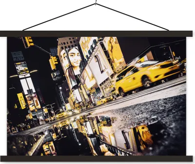 Produktbild von MuchoWow® Textilposter New York - Gelb - Wasser 120x80 cm mit schwarzem Rahmen - Wanddeko