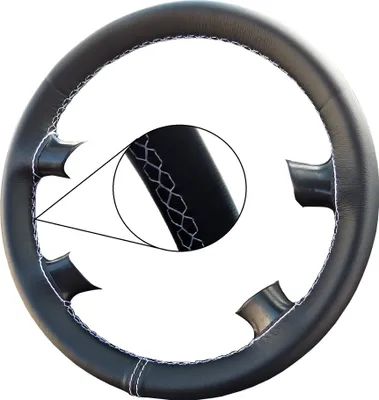 Produktbild von Lenkradhülle für Mercedes Benz W203 Naht weiß Lenkradbezug LeCo® Echtleder Lenkrad Bezug