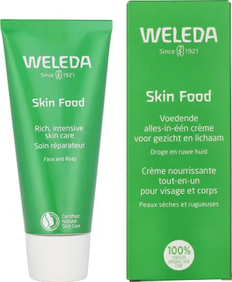 Produktbild von Weleda Skin Food, Creme, Unisex, Nährend, Weichmachend, trockene Haut, Raue Haut, 75 ml, Mandelöl, Kamille, Glyzerin, Sonnenblumenöl, Rosmarin, Marigold, Viola tricolor extract