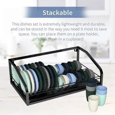 Produktbild von Famanu Campingservietten-Set mit Tellern und Tabletts - Kunststoff