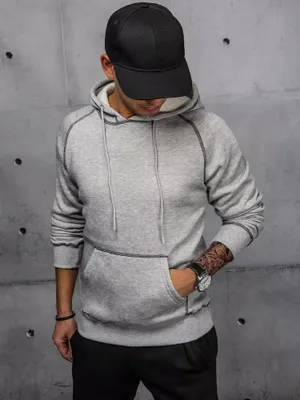 Produktbild von Dstreet Herren-Kapuzenpullover mit Kapuze Nueh hellgrau XL