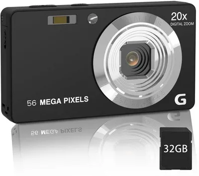 Obrázek produktu pro Digitální kompaktní fotoaparát s rozlišením 56 MP, 4K video a 20× zoomem – 1 – pro videohovory a cestování, černý