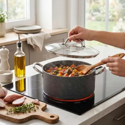 Obrázok produktu pre Florina Onyx, hrniec, 24 cm, 4,8 l, vhodný na indukčné a plynové sporáky