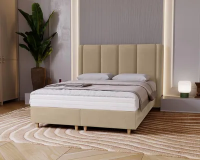 Produktbild von Gepolstertes Doppelbett 180x200 KENBRIDGE - creme