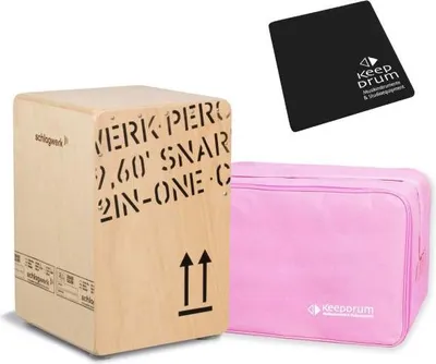 Zdjęcie produktu dla Schlagwerk CP403 Natural Cajon z różową torbą i podkładką