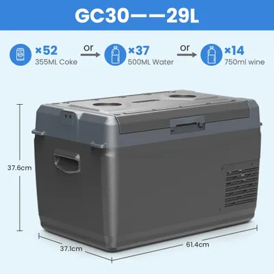 Produktbild von Kfz Kühlbox 29L - Tragbare Kompressor-Kühlbox Gefrierbox - 12/24V DC & 100–240V AC - -20 bis 20°C - Für Auto, Lkw, Camping, Zuhause