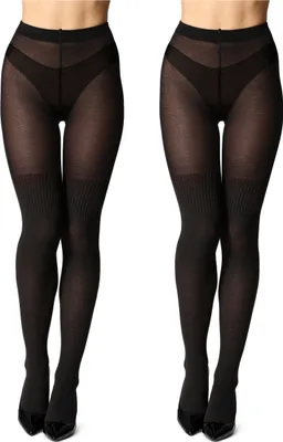 Image de Lot de 2 paires de collants en coton pour femmes BLV-1116 (graphite/graphite, M) .