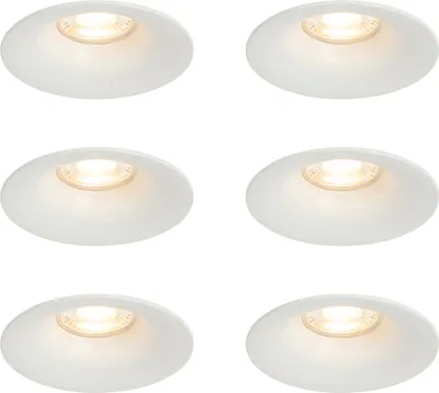 Zdjęcie produktu dla QAZQA – nowoczesny zestaw 6 wbudowanych reflektorów białych GU10 50 mm – Gijs I Salon I Sypialnia – Aluminium Okrągłe – Pasujące do LED GU10