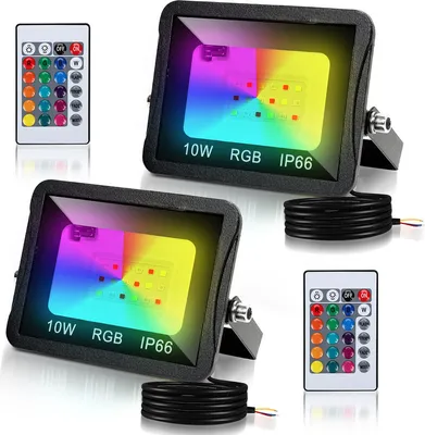 Produktbild von TolleTour 10W RGB fluter mit Fernbedienung RGB LED Strahler RGB LED Außenstrahler IP66 Wasserdicht 2 Stück