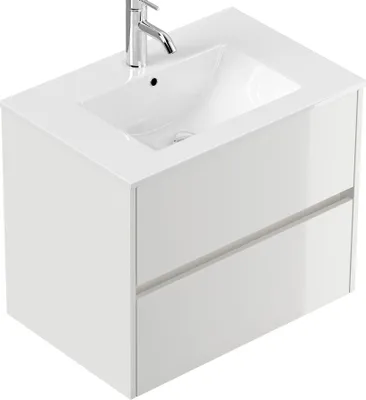 Produktbild von Badmöbel Limes & Waschtisch 80cm 2 Greifraum SoftClose Auszüge weiß Hgl