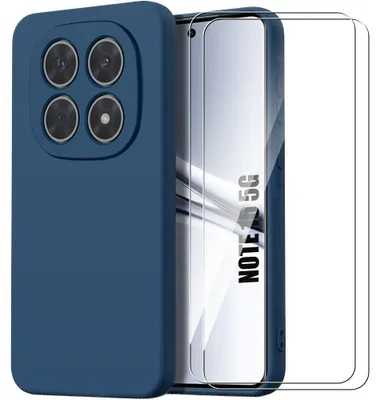 Image de Coque + 2 Verres Trempés pour Xiaomi Redmi Note 15 5G/4G, Antidérapant Anti-Rayure Bleu Foncé