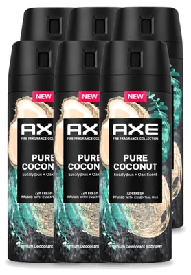 Immagine prodotto di 6 spray deodoranti Axe Pure Coconut, 150 ml - Confezione vantaggiosa - 6 pezzi