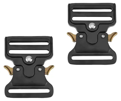 Gürtelschnalle 40 mm, 2 Stück, schwarz, Kunststoff, Schnellverschluss