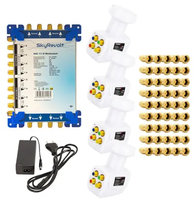 Produktbild von SkyRevolt SVC 17/8 Multiswitch SAT Multischalter 4x Quattro LNB 45x F-Stecker