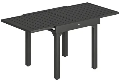 Produktbild von Gartentisch Ausziehbarer 80/160 x 80 cm Aluminium Esstisch für 4-6 Personen, Rechteckig mit Lamellenplatte