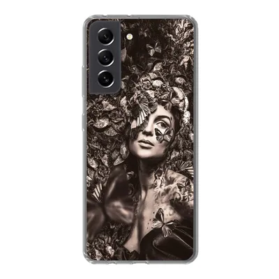 Produktbild von MuchoWow® Handyhülle Schutzhülle Hülle für Samsung Galaxy S21 FE Frau - Tiere - Pflanzen Silikon Softcase Handy Hülle - Mobiltelefonhülle