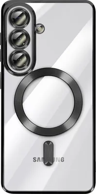 Produktbild von Avizar, MagSafe Hülle Galaxy S26 stoßfest Chromrand, Schwarz transparent