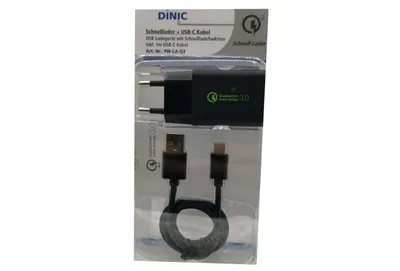 Produktbild von DINIC USB Quick Charge 3.0 Ladeadapter + USB C Kabel