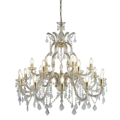 Immagine prodotto di Lampadario Classico Marie Therese Acciaio Adjustable Vetro 18 Luci E14