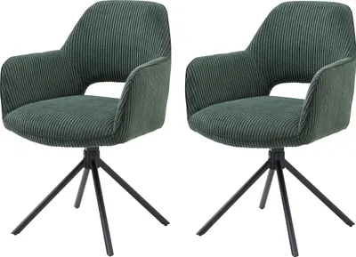 Produktbild von Armlehnstuhl >Adrina< (2er Set) in dunkelgrün, Cordbezug - 63x89x62cm (BxHxT)