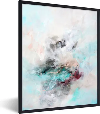 Produktbild von MuchoWow® Gerahmtes Poster Abstrakt - Malerei - Blau 60x80 cm - Poster mit Schwarzem Bilderrahmen Wandposter Rahmen Foto Bilder - Premium - Wanddeko Wohnzimmer