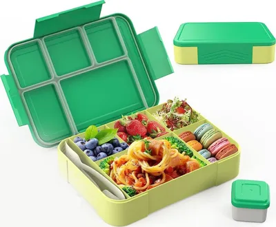 Produktbild von DOPWii Lunchbox, KinderLunchbox, Brotdose–1300ML BPA Frei Bento Box Mit 5 Fächern, mit Besteck