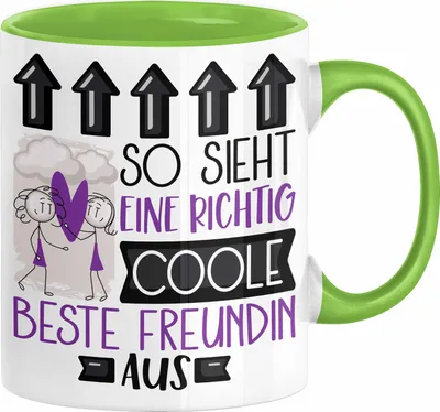 Produktbild von Beste Freundin Geschenk Tasse Lustig Geschenkidee für Beste Freundin Geburtstag So Sieht Eine Richtig Coole Beste Freundin Aus Frauen Spruch BFF (Grün)