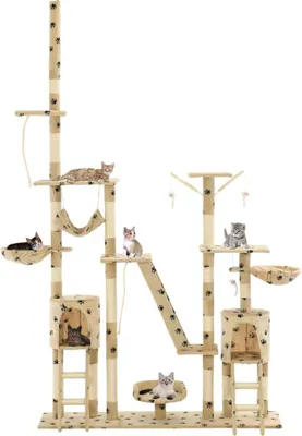 Produktbild von vidaXL Katzen-Kratzbaum Sisal 230 - 250 cm Pfoten-Aufdruck Beige