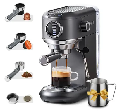 Espressomaschine 4-in-1, 19 bar, 1450 W, grau