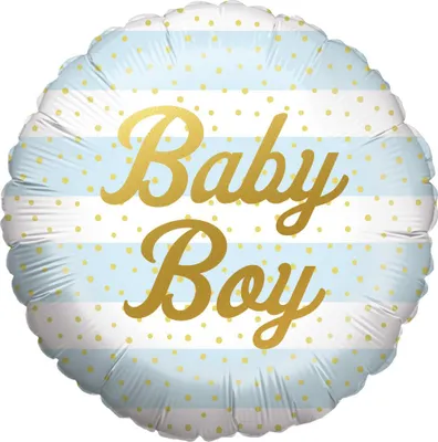 Produktbild von Folienballon Baby Boy blau-weiß Ø 45 cm