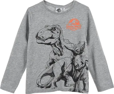Imagen del producto de Jurassic World – Camiseta de manga larga – Para niños – 100% algodón jersey – Gris – Talla 98