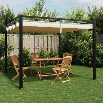 Immagine prodotto di Gazebo da Giardino con Tetto Retrattile Crema 3x3m in Acciaio