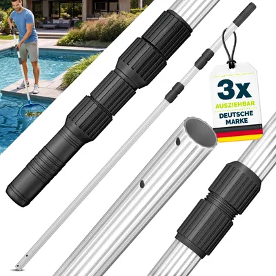 Image de tillvex Barre télescopique de piscine 1,20 - 3,60m | Barre de piscine en aluminium | Barre pour nettoyer la piscine en 3 parties