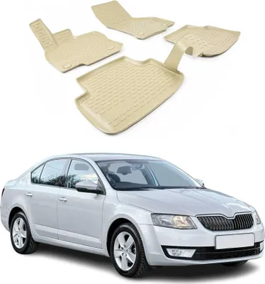 Image de 2013-2025 Skoda Octavia Tapis de sol TPE Beige 4 pcs