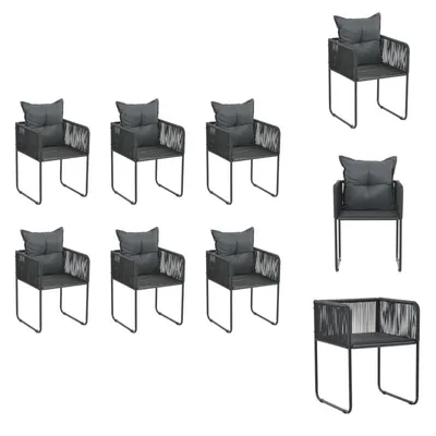 Image de vidaXL Chaises de jardin 6 pcs. avec coussins Poly rotin noir - Chaises de jardin