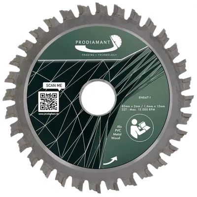 Zdjęcie produktu dla Brzeszczot tarczowy PRODIAMANT 85 mm do drewna, metalu i aluminium z zębami HM TCT