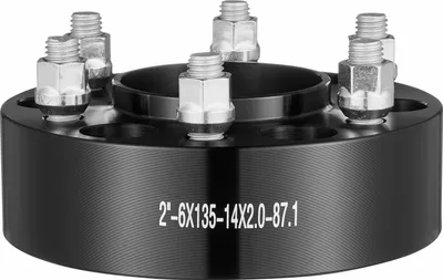 Obrázok produktu pre SucceBuy 2" 6 "x5,3" dištančné podložky pod kolesá, 6 skrutiek, kovaný stredový adaptér náboja, skrutka M14 x2, otvor 87,1 mm, vhodné pre Ford Expedition, F150, Lincoln Navigator, 4 kusy, čierna farba