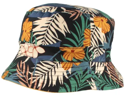 McBurn wendbarer Baumwoll-Bucket Hat mit Pflanzen-Muster in gelb
