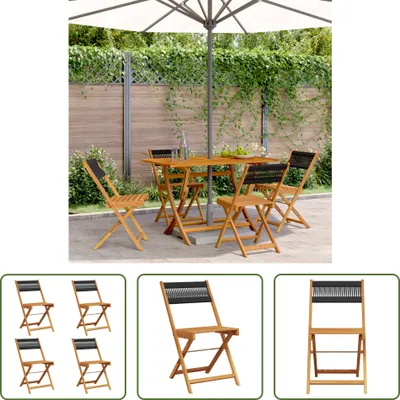 Produktbild von The Living Store Gartenstühle 4 Stk. Klappbar Schwarz Massivholz Akazie