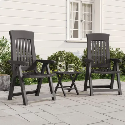 Image de The Living Store Chaises de jardin 2 pcs. Réglable Anthracite PP