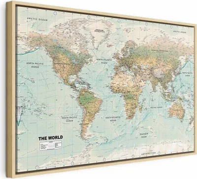 Produktbild von Italienischer Leinwand Leinwandbild - World Map: Beautiful World 60x40 cm Karten k-A-0207-b-d