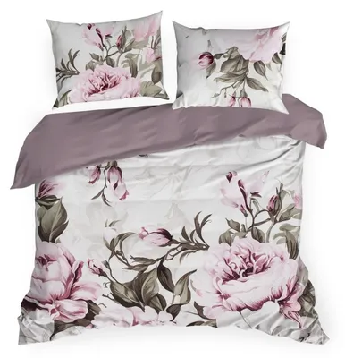 Image de EUROFIRANY | Linge de lit - Literie - rose crème - 220 x 200 cm - 100 % coton - Ensemble de housse de couette - à fleurs