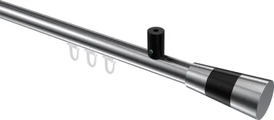 Produktbild von Interdeco Innenlaufstange / Gardinenstange mit Innenlauf Chrom / Schwarz, Typ Sonius Tanara (Konus Bicolor) Deckenmontage, 20 mm Ø 1-läufig, 120 cm