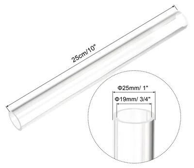 Produktbild von Acrylrohr Klarer Steifer Runder Kunststoffschlauch 19mm (3/4 Zoll) ID 25mm (1 Zoll) OD 10" fš¹r Lampen und Laternen, Wasserkš¹hlsystem