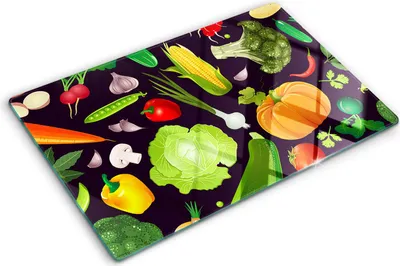 Obrázek produktu pro Kryt varné desky – Kryt na indukční desku – Ochranná skleněná deska – 80x52 cm– Skleněné ochranné desky na sporák –Tvrzené sklo –Barevná zelenina