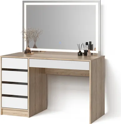 Produktbild von Schminktisch Livinity Imola Weiß/Sonoma 120 cm mit LED-Spiegel, Model 52379
